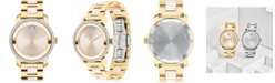 Movado Women's Bold Iconic Taupe Ceramic & Gold Ion Plated Steel Bracelet Watch 36mm